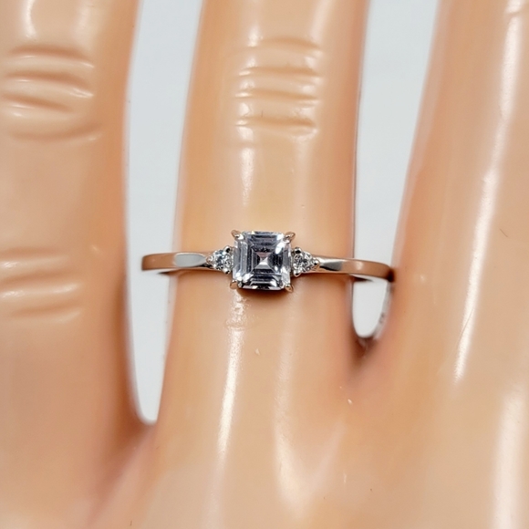 Sterling Silver Dainty Princess Cut Ring - Picture 3 of 13